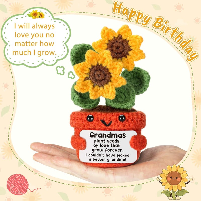 LuoHere Grandma Gifts for Christmas Birthday Gift for Grandmother, Best Grandma Ever Happy Birthday Mothers Day Ideas, Unique Funny Handmade Crochet Sunflower Grandmother Grandparent Christmas 2025 Present - Image 4